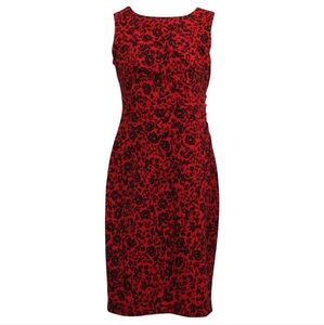 Calvin Klein Red and Black Print Dress Sizes 12 New